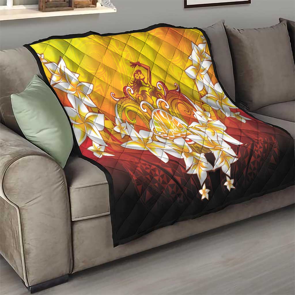 Tahiti Heiva Festival Quilt Tahitian Vahine Plumeria Flowers