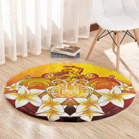 Tahiti Heiva Festival Round Carpet Tahitian Vahine Plumeria Flowers
