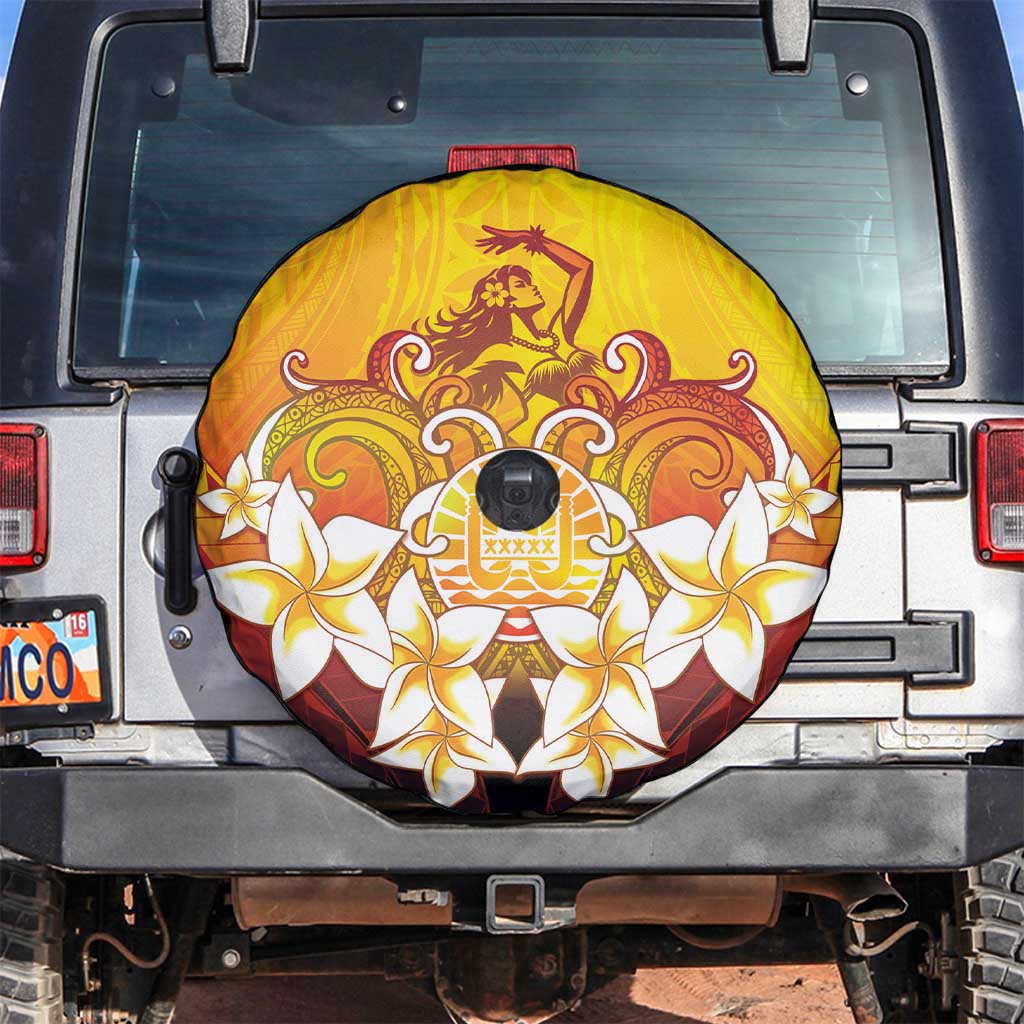 Tahiti Heiva Festival Spare Tire Cover Tahitian Vahine Plumeria Flowers