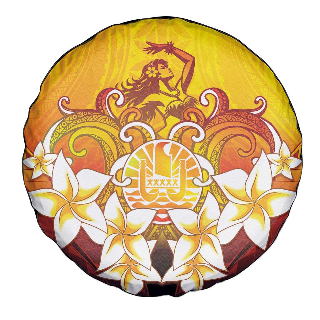Tahiti Heiva Festival Spare Tire Cover Tahitian Vahine Plumeria Flowers