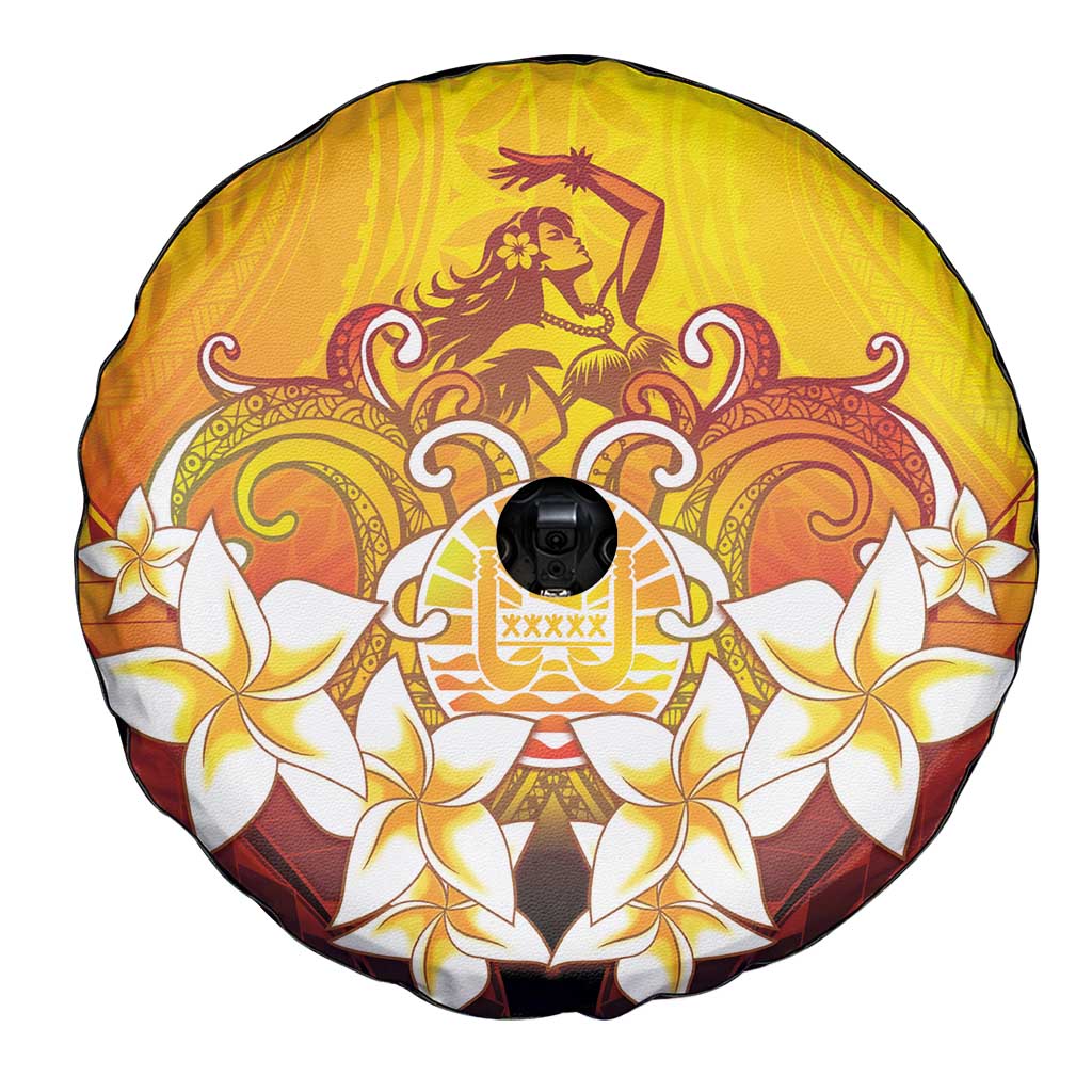 Tahiti Heiva Festival Spare Tire Cover Tahitian Vahine Plumeria Flowers