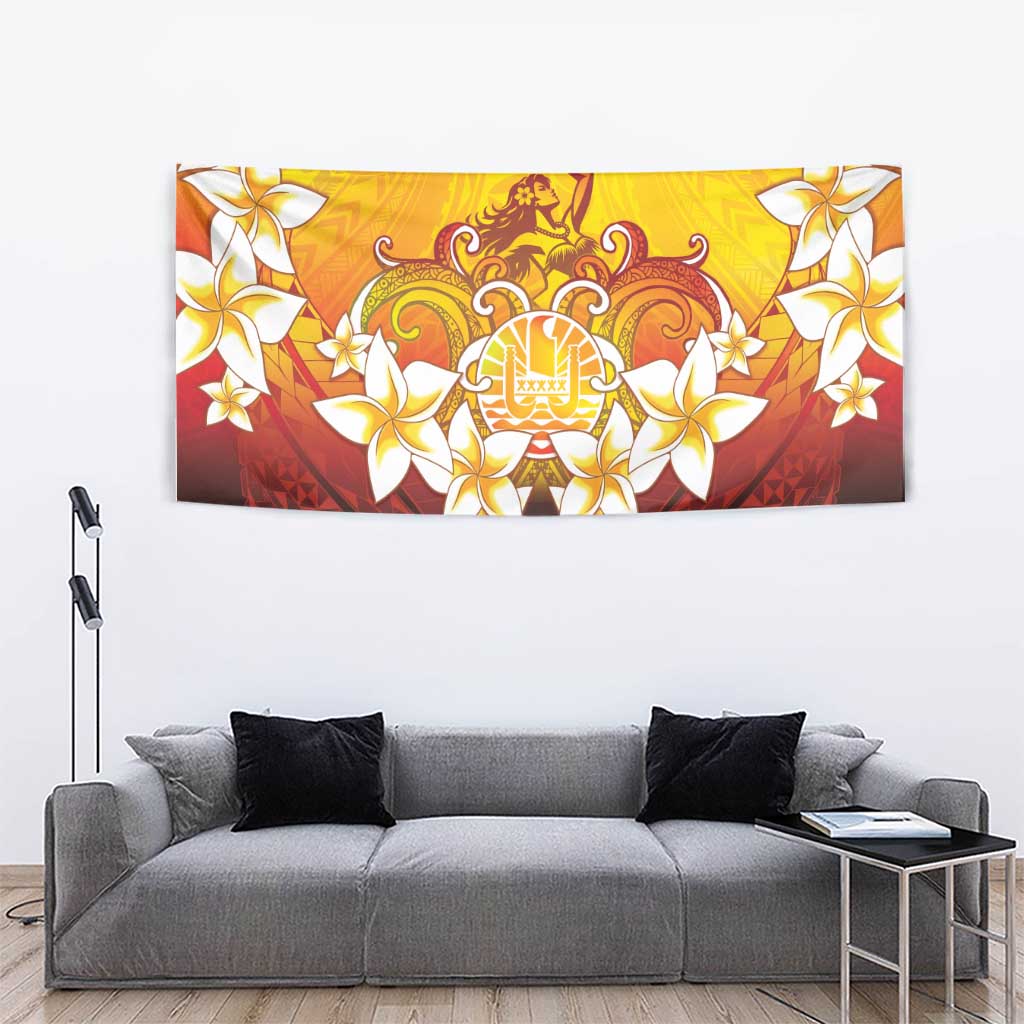 Tahiti Heiva Festival Tapestry Tahitian Vahine Plumeria Flowers