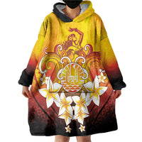 Tahiti Heiva Festival Wearable Blanket Hoodie Tahitian Vahine Plumeria Flowers