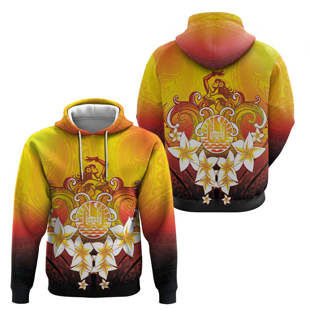 Tahiti Heiva Festival Zip Hoodie Tahitian Vahine Plumeria Flowers