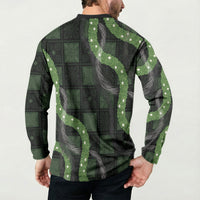 Hawaiian Quilt Button Sweatshirt Pele Hair Hinahina Lei Black Version