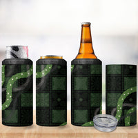 Hawaiian Quilt 4 in 1 Can Cooler Tumbler Pele Hair Hinahina Lei Black Version