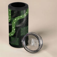 Hawaiian Quilt 4 in 1 Can Cooler Tumbler Pele Hair Hinahina Lei Black Version