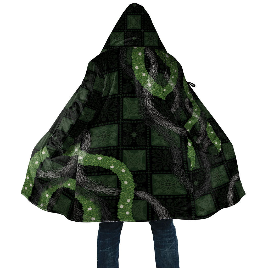 Hawaiian Quilt Cloak Pele Hair Hinahina Lei Black Version