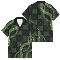 Hawaiian Quilt Family Matching Puletasi and Hawaiian Shirt Pele Hair Hinahina Lei Black Version LT05 Dad's Shirt - Short Sleeve Black - Polynesian Pride
