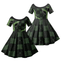 Hawaiian Quilt Family Matching Puletasi and Hawaiian Shirt Pele Hair Hinahina Lei Black Version LT05 Daughter's Dress Black - Polynesian Pride