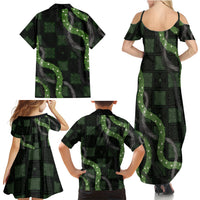 Hawaiian Quilt Family Matching Summer Maxi Dress and Hawaiian Shirt Pele Hair Hinahina Lei Black Version