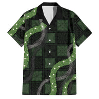 Hawaiian Quilt Family Matching Summer Maxi Dress and Hawaiian Shirt Pele Hair Hinahina Lei Black Version