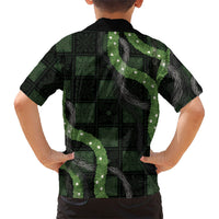 Hawaiian Quilt Kid Hawaiian Shirt Pele Hair Hinahina Lei Black Version
