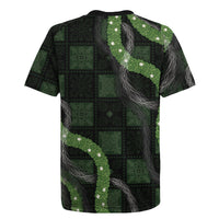 Hawaiian Quilt Rugby Jersey Pele Hair Hinahina Lei Black Version
