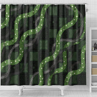 Hawaiian Quilt Shower Curtain Pele Hair Hinahina Lei Black Version