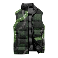 Hawaiian Quilt Sleeveless Puffer Jacket Pele Hair Hinahina Lei Black Version LT05 - Polynesian Pride