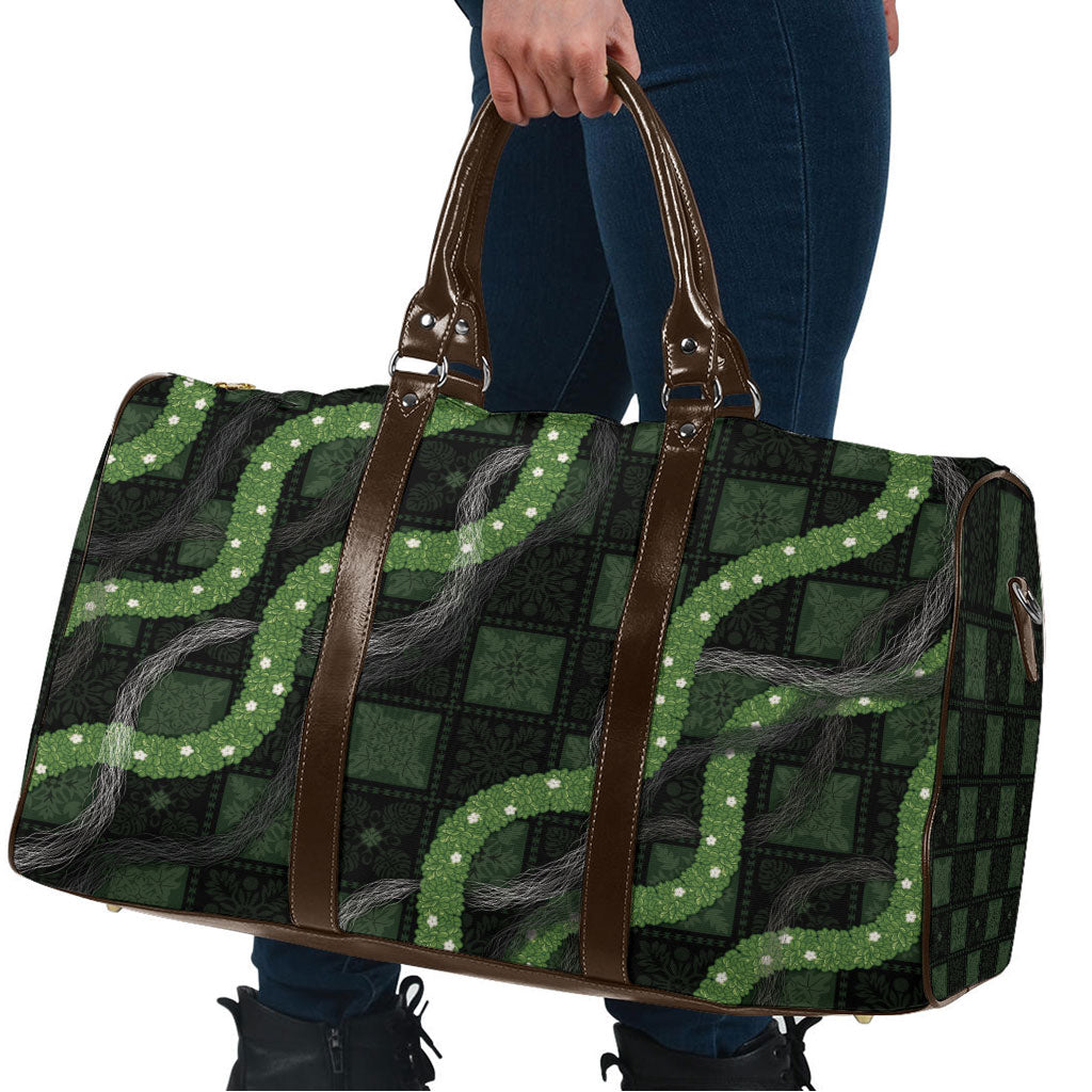 Hawaiian Quilt Travel Bag Pele Hair Hinahina Lei Black Version