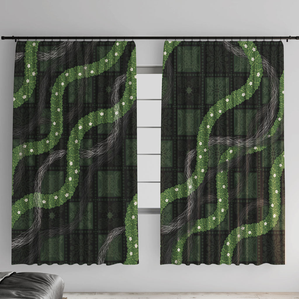 Hawaiian Quilt Window Curtain Pele Hair Hinahina Lei Black Version
