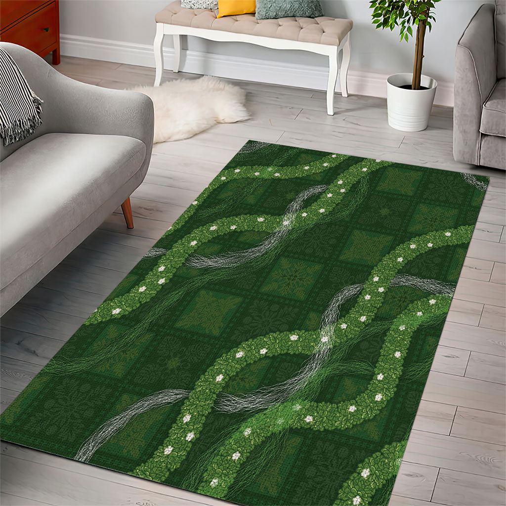 Hawaiian Quilt Area Rug Pele Hair Hinahina Lei Green Version LT05 - Polynesian Pride