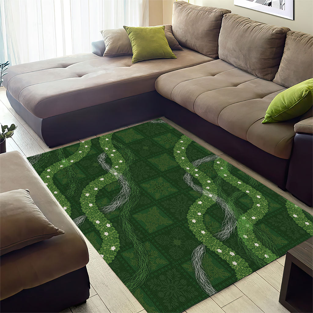 Hawaiian Quilt Area Rug Pele Hair Hinahina Lei Green Version LT05 - Polynesian Pride