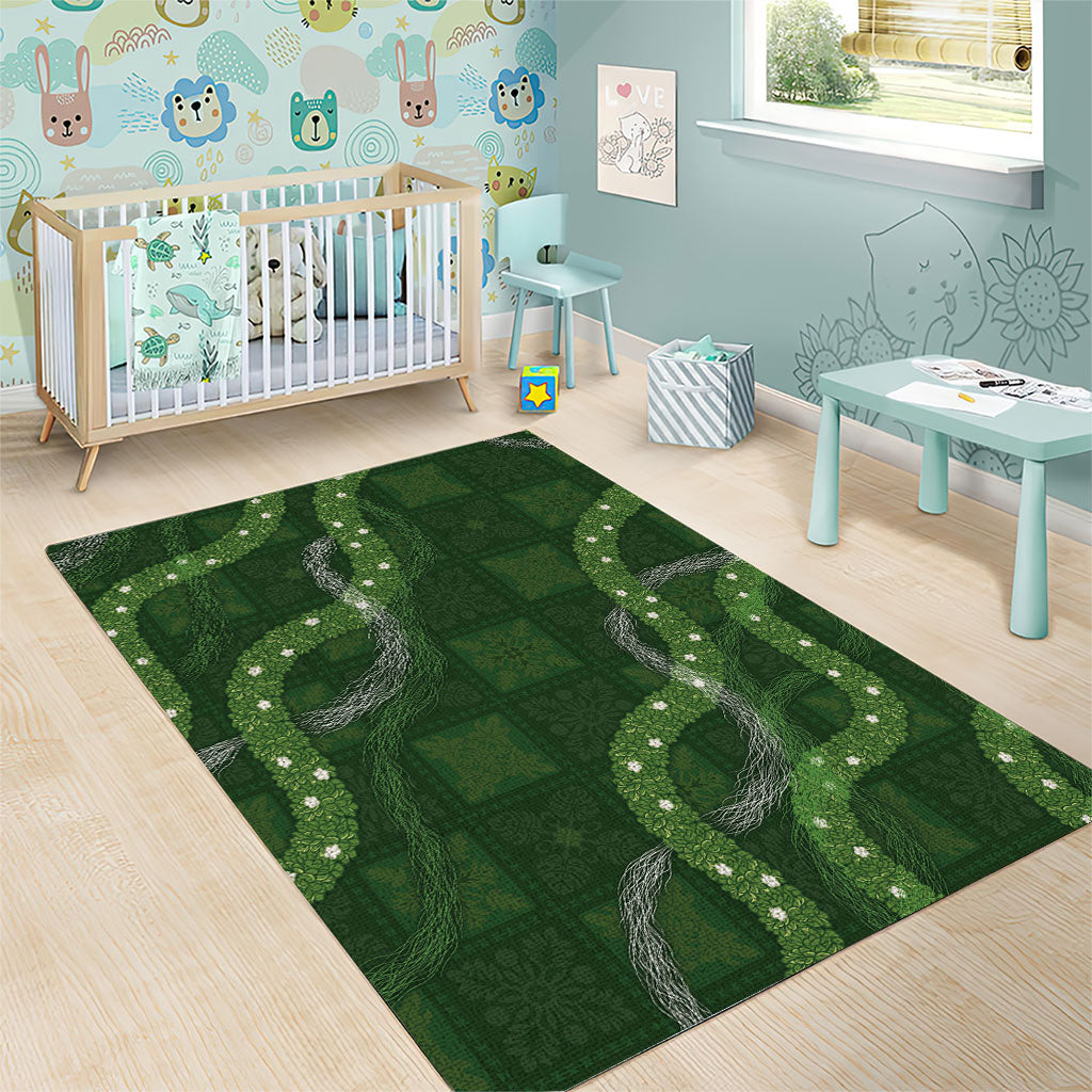 Hawaiian Quilt Area Rug Pele Hair Hinahina Lei Green Version LT05 - Polynesian Pride