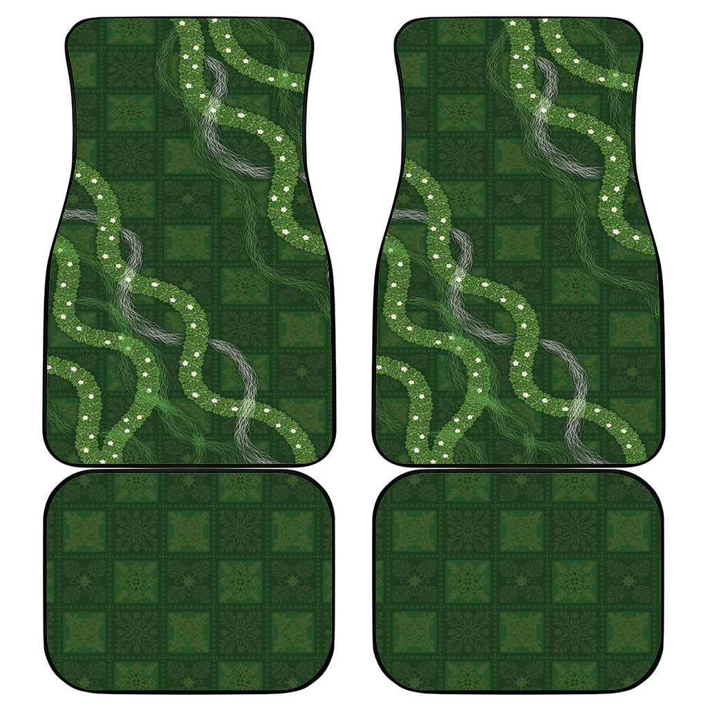Hawaiian Quilt Car Mats Pele Hair Hinahina Lei Green Version LT05 - Polynesian Pride