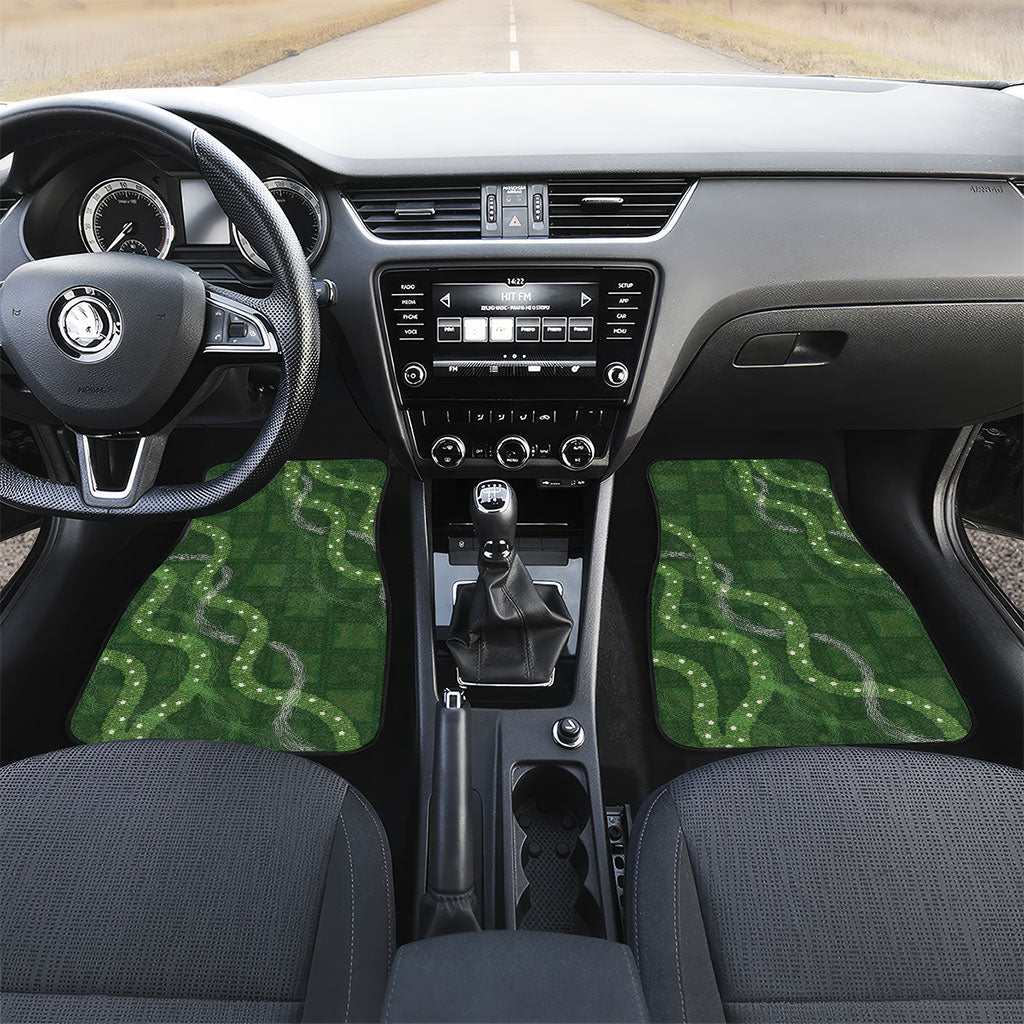 Hawaiian Quilt Car Mats Pele Hair Hinahina Lei Green Version LT05 Set 2pcs - Front Green - Polynesian Pride