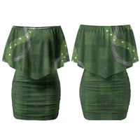 Hawaiian Quilt Couples Matching Off Shoulder Short Dress and Hawaiian Shirt Pele Hair Hinahina Lei Green Version LT05 - Polynesian Pride