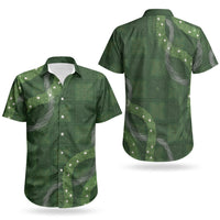 Hawaiian Quilt Couples Matching Off Shoulder Short Dress and Hawaiian Shirt Pele Hair Hinahina Lei Green Version LT05 - Polynesian Pride