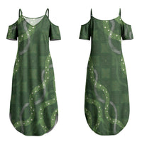Hawaiian Quilt Couples Matching Summer Maxi Dress and Hawaiian Shirt Pele Hair Hinahina Lei Green Version LT05 - Polynesian Pride
