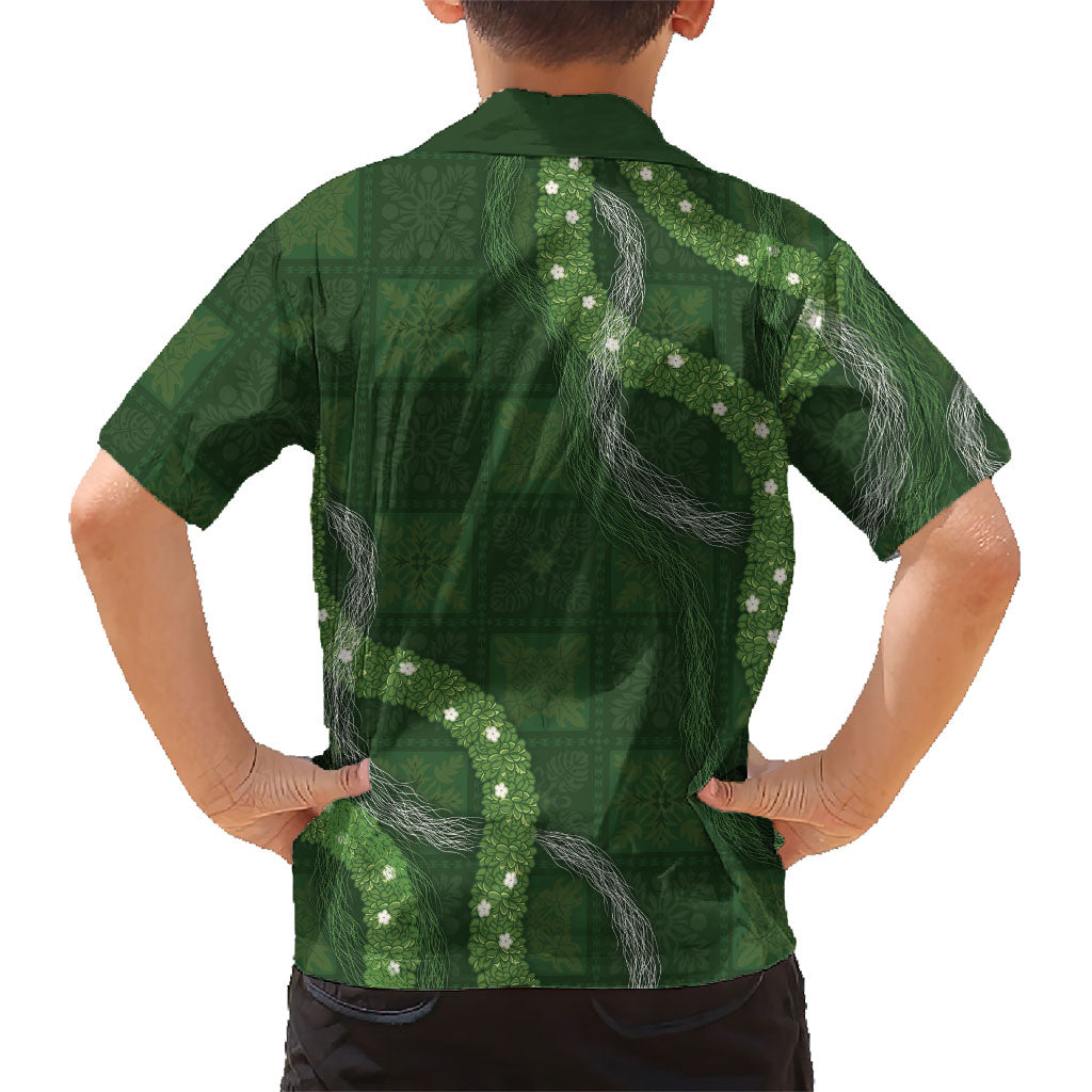 Hawaiian Quilt Family Matching Summer Maxi Dress and Hawaiian Shirt Pele Hair Hinahina Lei Green Version