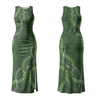Hawaiian Quilt Family Matching Tank Maxi Dress and Hawaiian Shirt Pele Hair Hinahina Lei Green Version LT05 Mom's Dress Green - Polynesian Pride