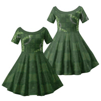 Hawaiian Quilt Family Matching Tank Maxi Dress and Hawaiian Shirt Pele Hair Hinahina Lei Green Version LT05 Daughter's Dress Green - Polynesian Pride