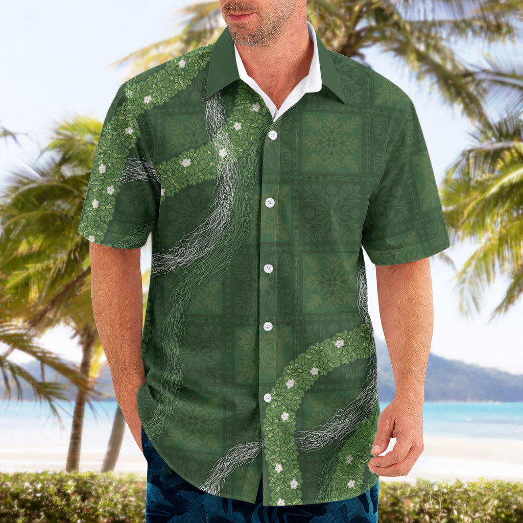 Hawaiian Quilt Hawaiian Shirt Pele Hair Hinahina Lei Green Version LT05 - Polynesian Pride