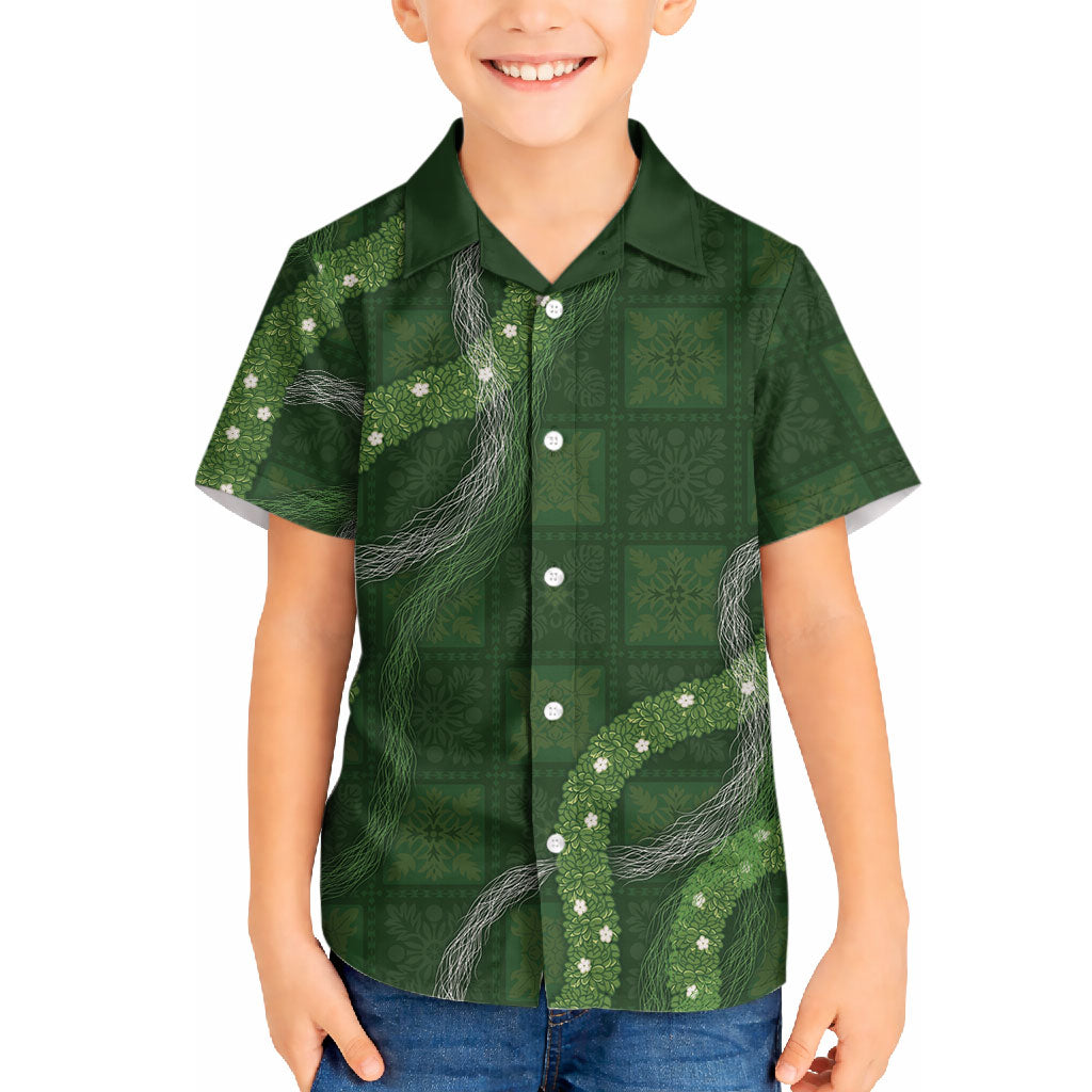 Hawaiian Quilt Hawaiian Shirt Pele Hair Hinahina Lei Green Version LT05 - Polynesian Pride