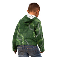 Hawaiian Quilt Kid Hoodie Pele Hair Hinahina Lei Green Version