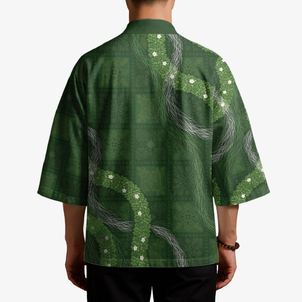 Hawaiian Quilt Kimono Pele Hair Hinahina Lei Green Version LT05 - Polynesian Pride