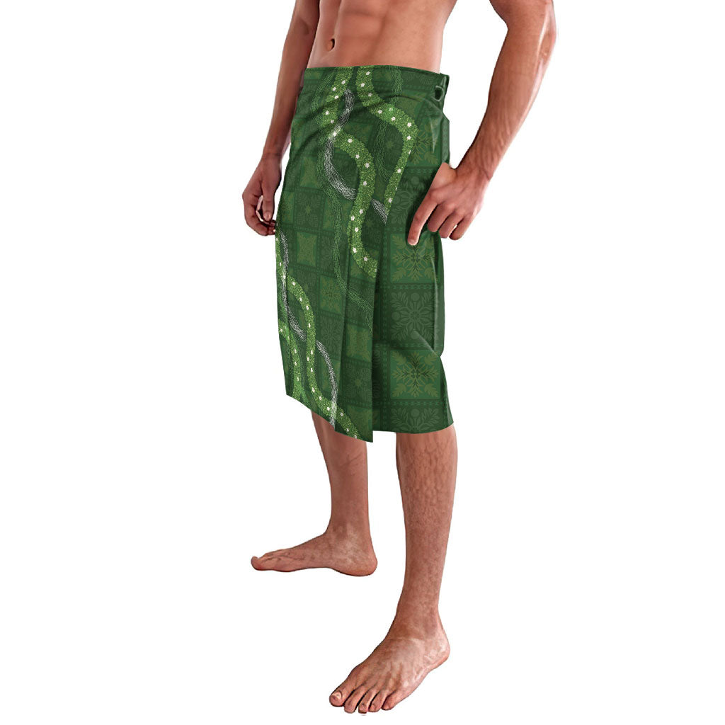 Hawaiian Quilt Lavalava Pele Hair Hinahina Lei Green Version