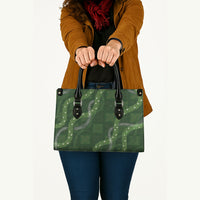 Hawaiian Quilt Leather Bag Pele Hair Hinahina Lei Green Version