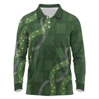 Hawaiian Quilt Long Sleeve Polo Shirt Pele Hair Hinahina Lei Green Version LT05 Green - Polynesian Pride