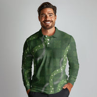 Hawaiian Quilt Long Sleeve Polo Shirt Pele Hair Hinahina Lei Green Version LT05 - Polynesian Pride