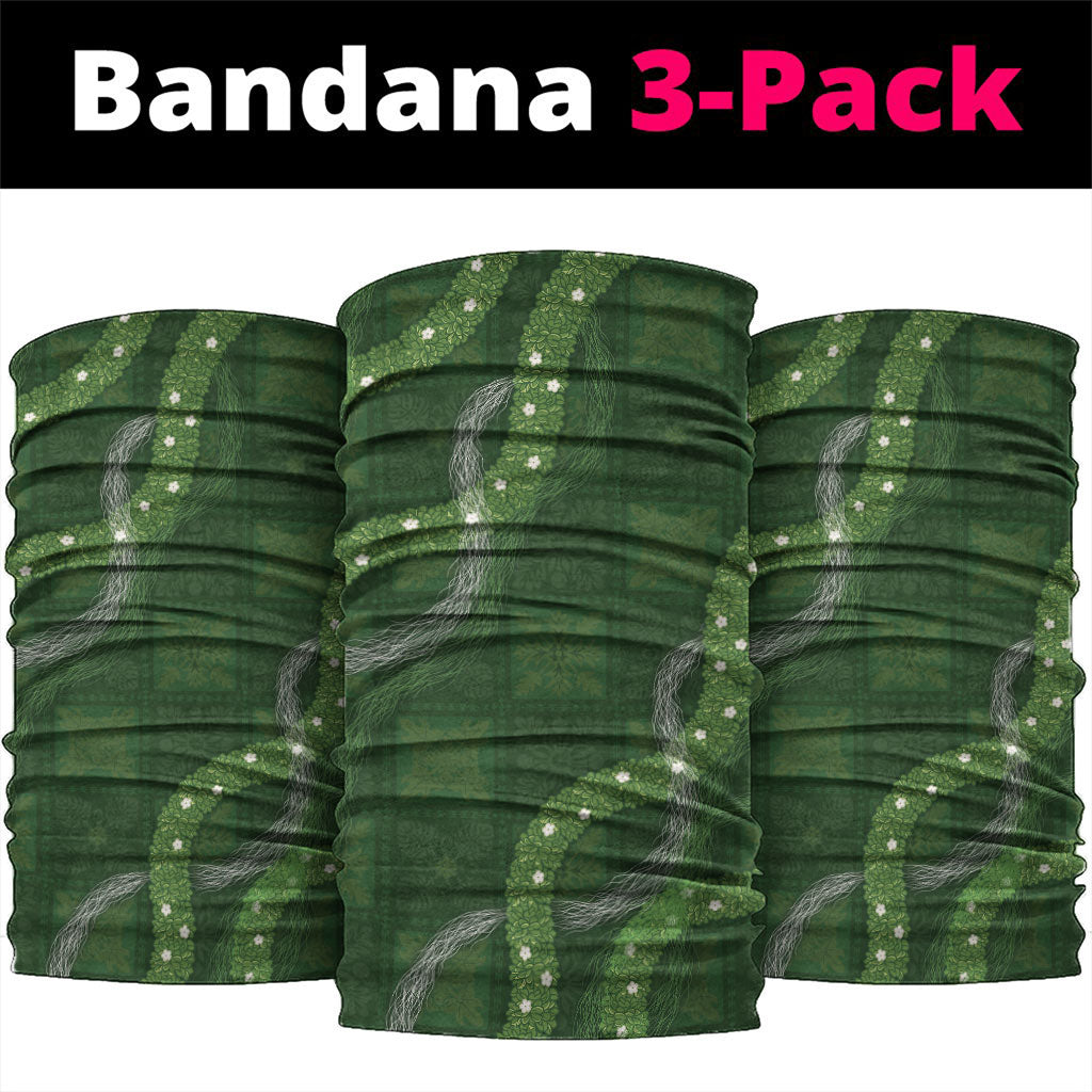 Hawaiian Quilt Neck Gaiter Pele Hair Hinahina Lei Green Version LT05 package One Size: 25*50cm Green - Polynesian Pride