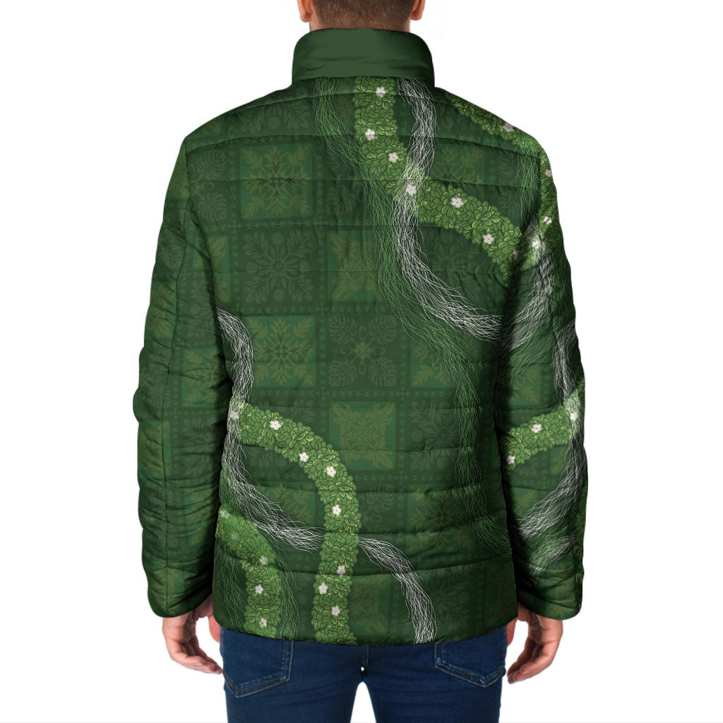Hawaiian Quilt Padded Jacket Pele Hair Hinahina Lei Green Version LT05 - Polynesian Pride