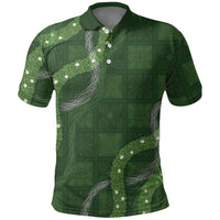 Hawaiian Quilt Polo Shirt Pele Hair Hinahina Lei Green Version LT05 Green - Polynesian Pride