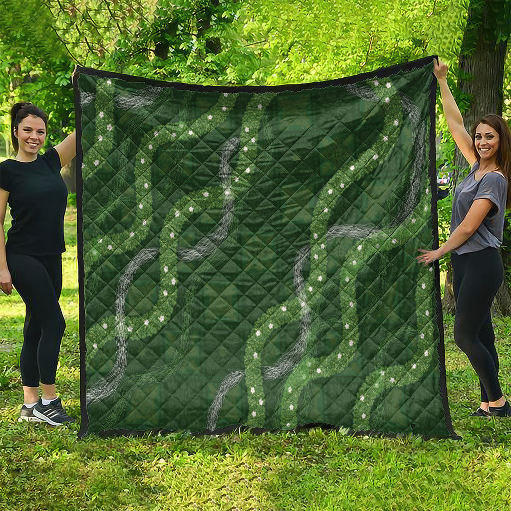 Hawaiian Quilt Quilt Pele Hair Hinahina Lei Green Version