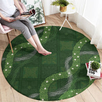 Hawaiian Quilt Round Carpet Pele Hair Hinahina Lei Green Version