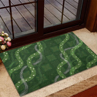 Hawaiian Quilt Rubber Doormat Pele Hair Hinahina Lei Green Version
