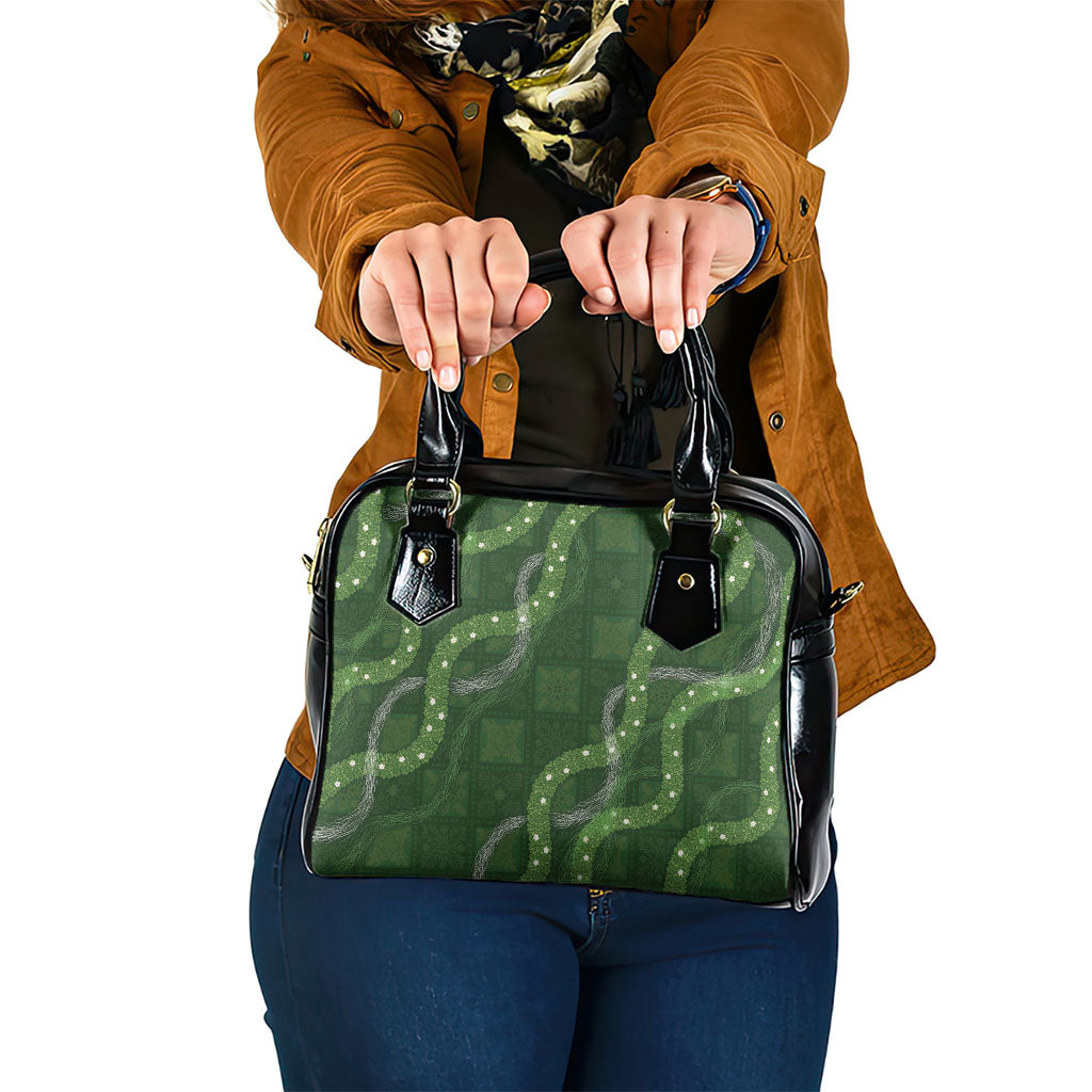 Hawaiian Quilt Shoulder Handbag Pele Hair Hinahina Lei Green Version LT05 One Size Green - Polynesian Pride
