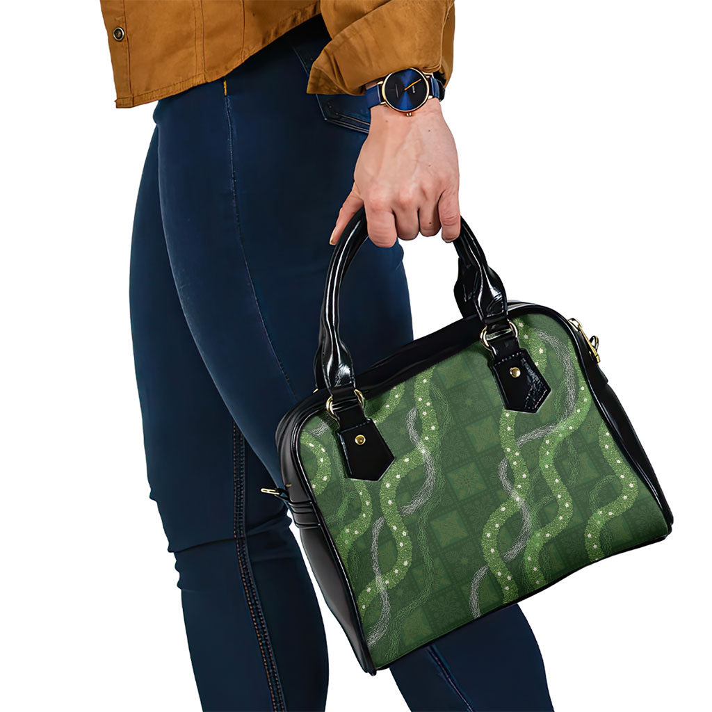Hawaiian Quilt Shoulder Handbag Pele Hair Hinahina Lei Green Version LT05 - Polynesian Pride