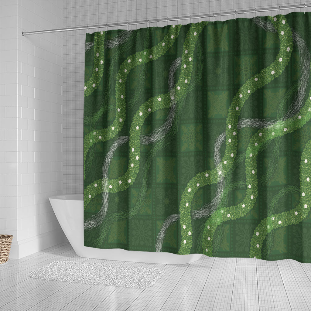 Hawaiian Quilt Shower Curtain Pele Hair Hinahina Lei Green Version LT05 - Polynesian Pride